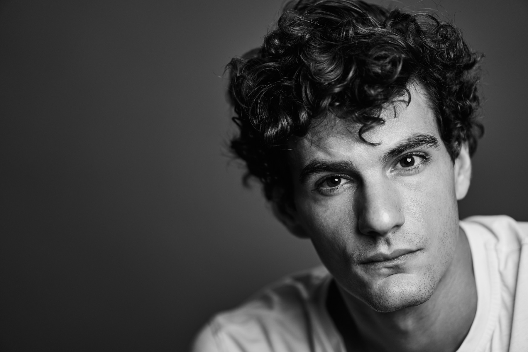 Expressive black and white actor headshot photographed in Charlotte