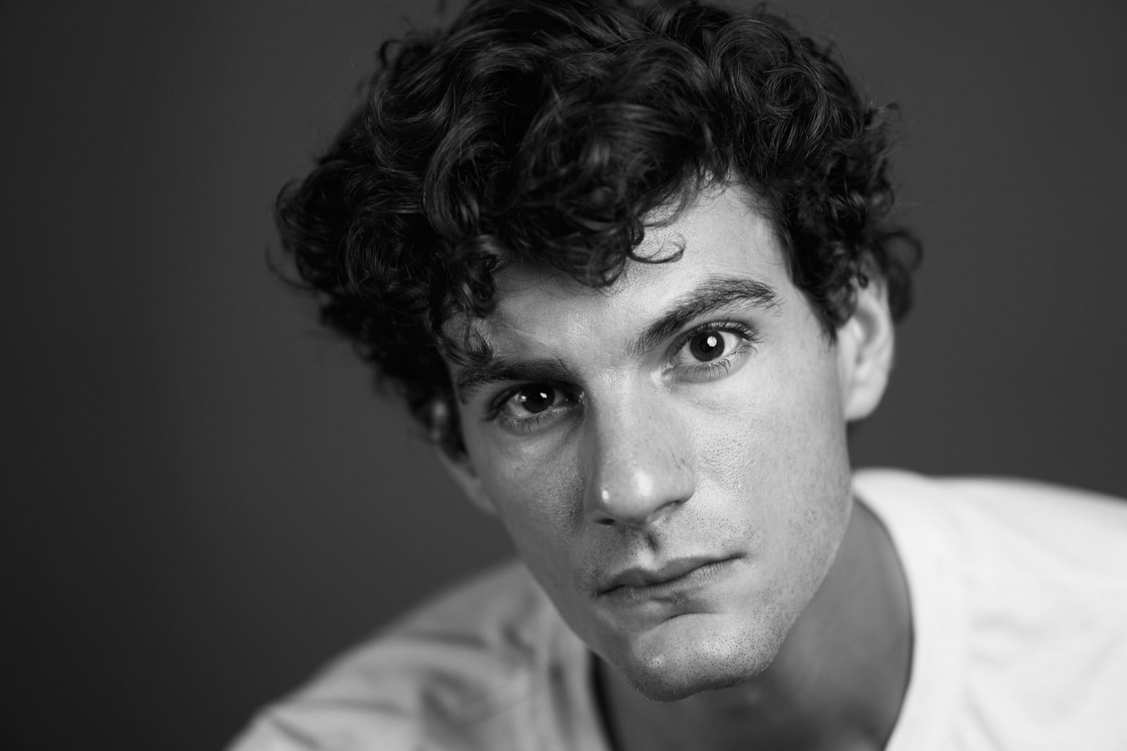 Black-and-white actor headshot from a Charlotte Pro Photography session